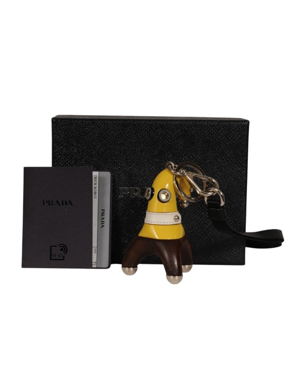 Prada Pradamalia Fiddle Trick Robot Yellow Brown Keychain Bag Charm Key Chain